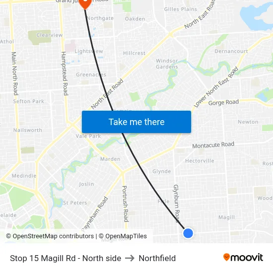 Stop 15 Magill Rd - North side to Northfield map