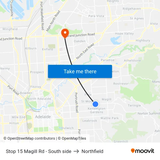 Stop 15 Magill Rd - South side to Northfield map