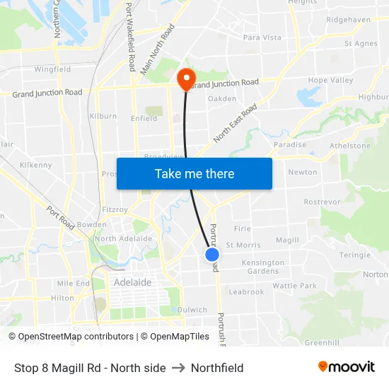 Stop 8 Magill Rd - North side to Northfield map