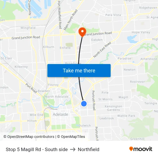 Stop 5 Magill Rd - South side to Northfield map