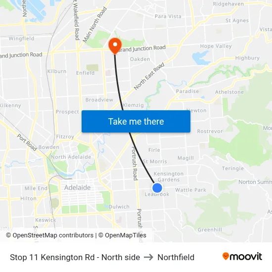 Stop 11 Kensington Rd - North side to Northfield map