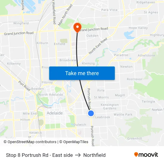 Stop 8 Portrush Rd - East side to Northfield map