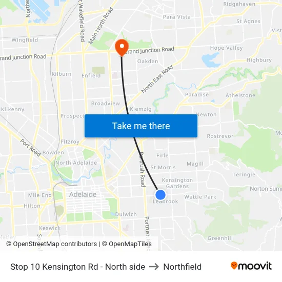 Stop 10 Kensington Rd - North side to Northfield map