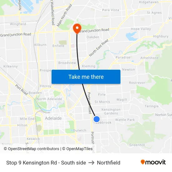 Stop 9 Kensington Rd - South side to Northfield map
