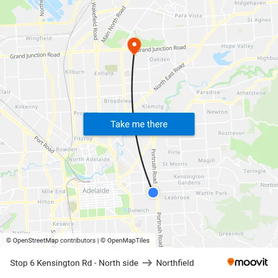 Stop 6 Kensington Rd - North side to Northfield map