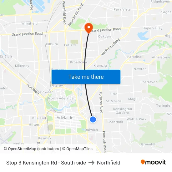 Stop 3 Kensington Rd - South side to Northfield map