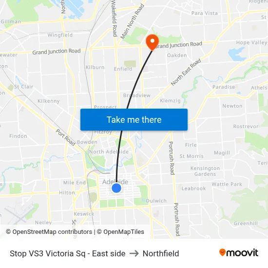 Stop VS3 Victoria Sq - East side to Northfield map