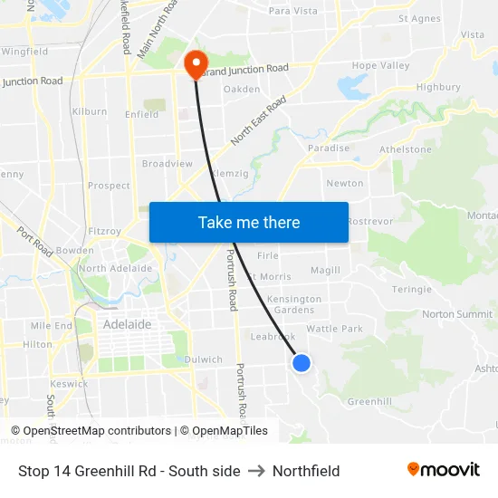 Stop 14 Greenhill Rd - South side to Northfield map