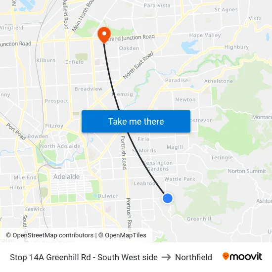 Stop 14A Greenhill Rd - South West side to Northfield map