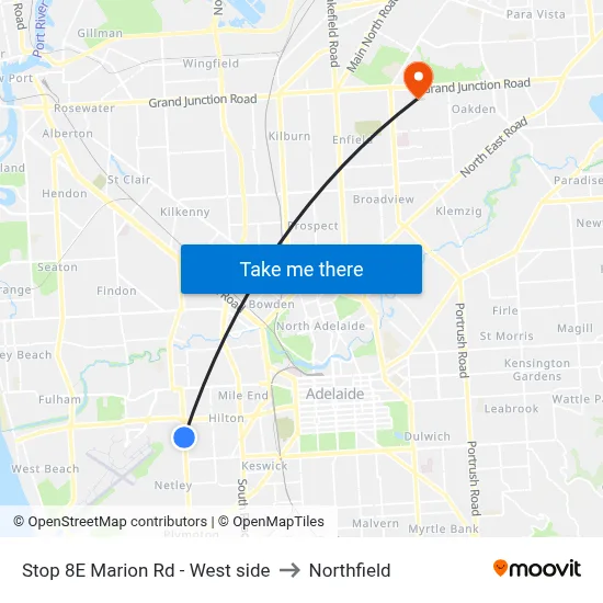 Stop 8E Marion Rd - West side to Northfield map
