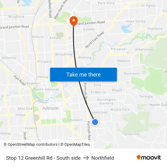 Stop 12 Greenhill Rd - South side to Northfield map
