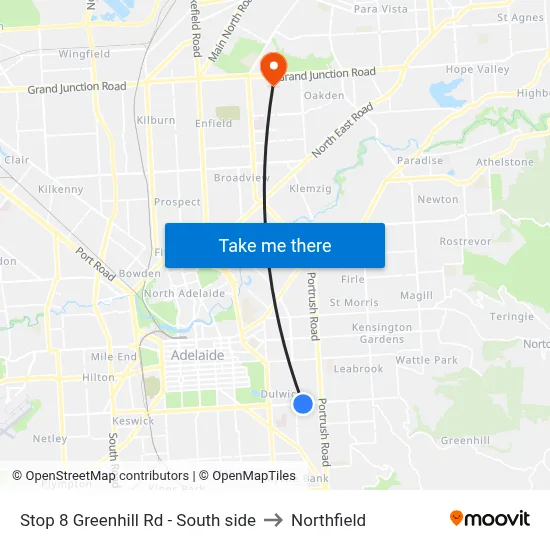 Stop 8 Greenhill Rd - South side to Northfield map