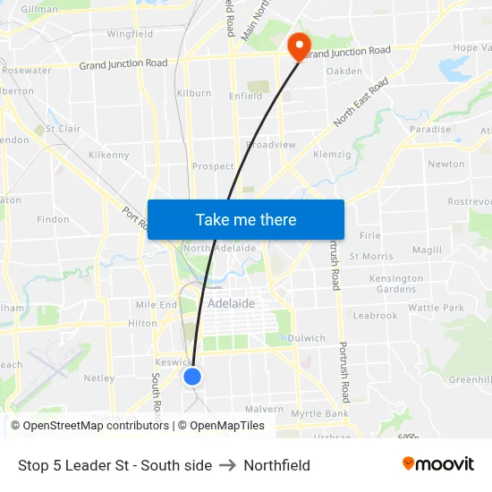 Stop 5 Leader St - South side to Northfield map