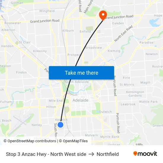 Stop 3 Anzac Hwy - North West side to Northfield map
