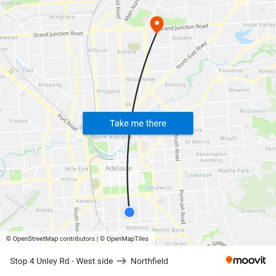 Stop 4 Unley Rd - West side to Northfield map