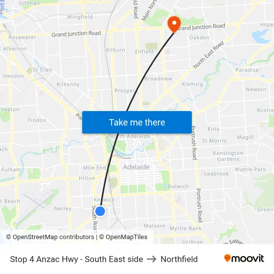 Stop 4 Anzac Hwy - South East side to Northfield map