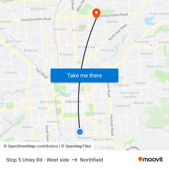 Stop 5 Unley Rd - West side to Northfield map