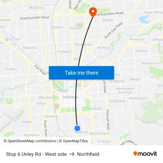 Stop 6 Unley Rd - West side to Northfield map