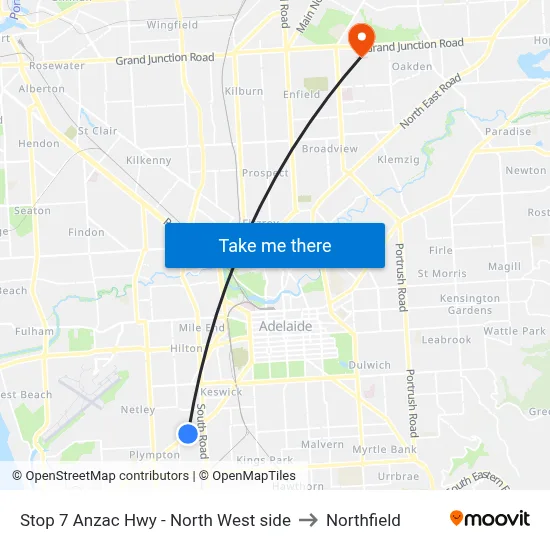 Stop 7 Anzac Hwy - North West side to Northfield map