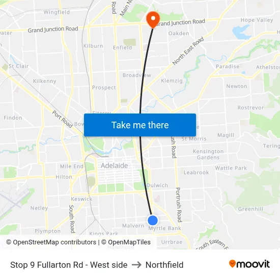 Stop 9 Fullarton Rd - West side to Northfield map