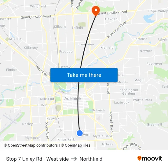 Stop 7 Unley Rd - West side to Northfield map