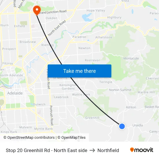 Stop 20 Greenhill Rd - North East side to Northfield map