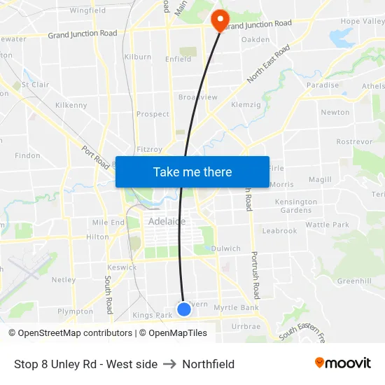 Stop 8 Unley Rd - West side to Northfield map