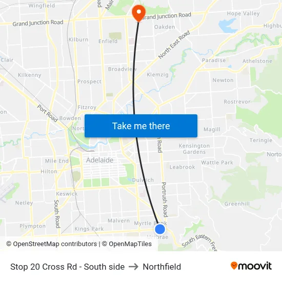 Stop 20 Cross Rd - South side to Northfield map