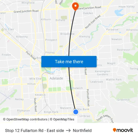 Stop 12 Fullarton Rd - East side to Northfield map