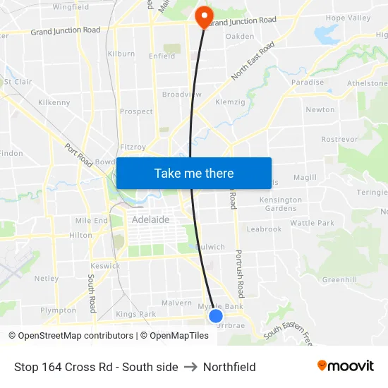 Stop 164 Cross Rd - South side to Northfield map