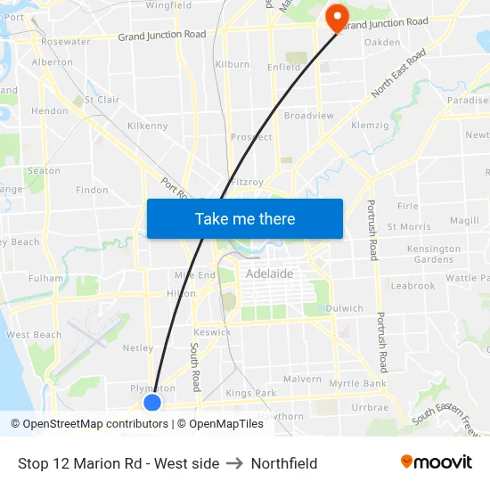 Stop 12 Marion Rd - West side to Northfield map