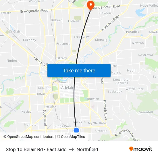 Stop 10 Belair Rd - East side to Northfield map