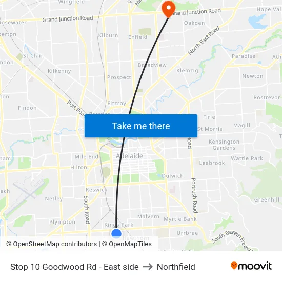 Stop 10 Goodwood Rd - East side to Northfield map
