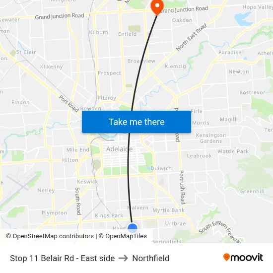 Stop 11 Belair Rd - East side to Northfield map