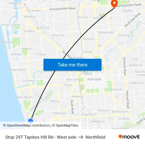 Stop 29T Tapleys Hill Rd - West side to Northfield map