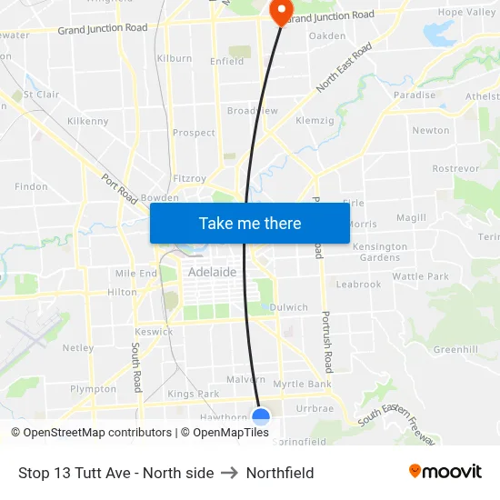 Stop 13 Tutt Ave - North side to Northfield map