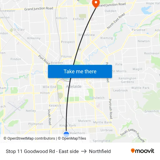 Stop 11 Goodwood Rd - East side to Northfield map