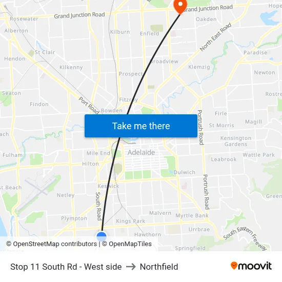 Stop 11 South Rd - West side to Northfield map