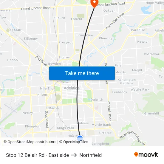 Stop 12 Belair Rd - East side to Northfield map
