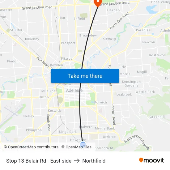 Stop 13 Belair Rd - East side to Northfield map