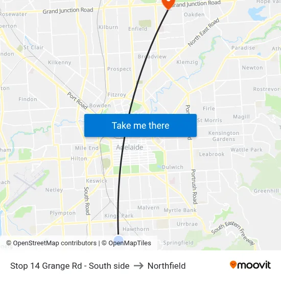 Stop 14 Grange Rd - South side to Northfield map