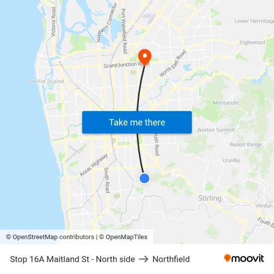 Stop 16A Maitland St - North side to Northfield map