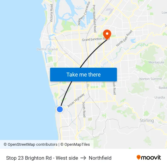Stop 23 Brighton Rd - West side to Northfield map