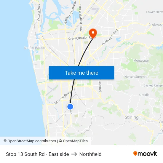 Stop 13 South Rd - East side to Northfield map