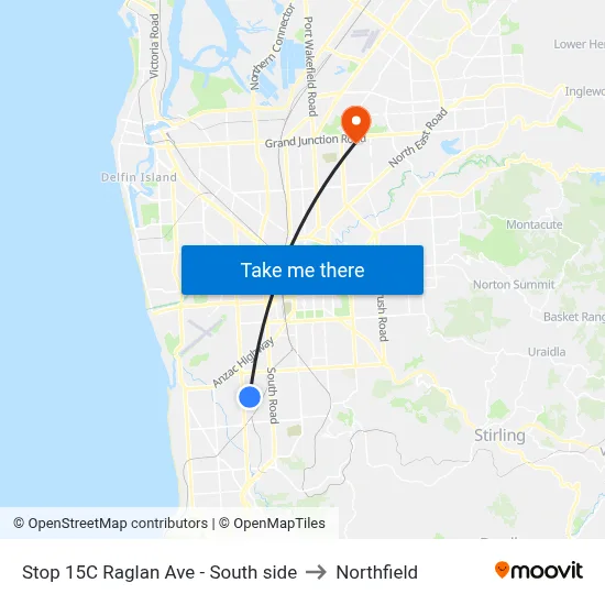 Stop 15C Raglan Ave - South side to Northfield map