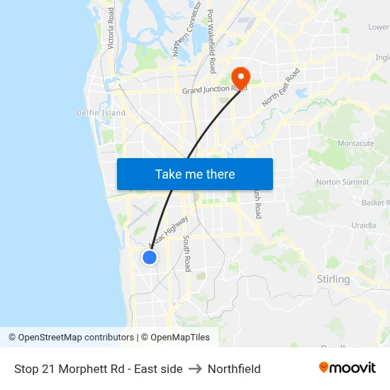 Stop 21 Morphett Rd - East side to Northfield map