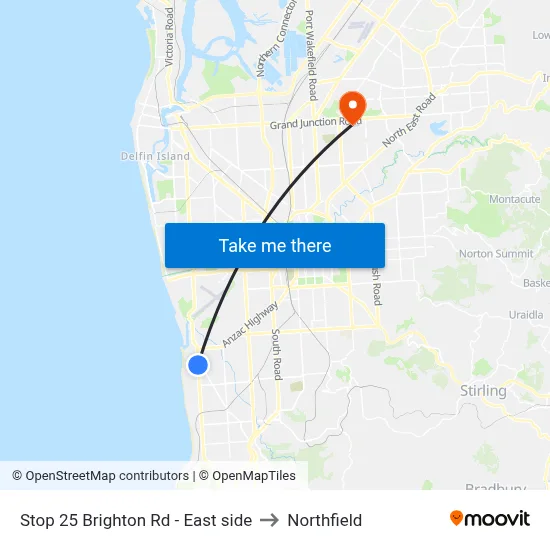 Stop 25 Brighton Rd - East side to Northfield map