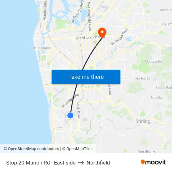 Stop 20 Marion Rd - East side to Northfield map
