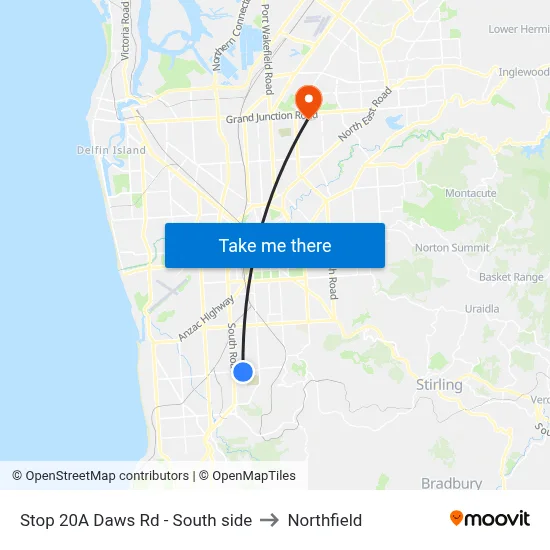 Stop 20A Daws Rd - South side to Northfield map