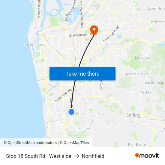Stop 18 South Rd - West side to Northfield map
